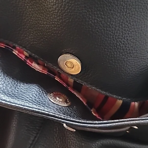 Tignanello Black Leather Bikercore Bohemian Hobo Shoulder Bag Satchel PurseTote - Picture 12 of 16